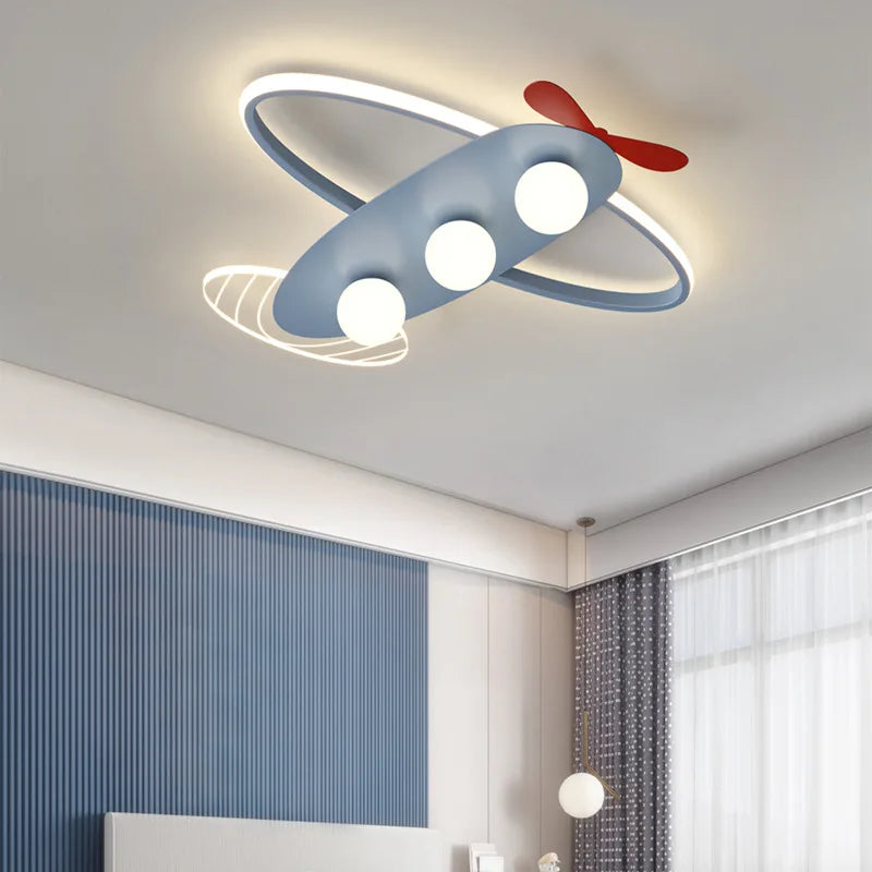 plafonnier lumineux avion moderne pour chambre d'enfants - vue 5 sur 10