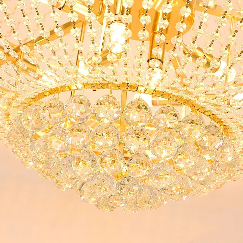 lustre moderne en cristal led pour hall d'entrée luxueux - vue 6 sur 8