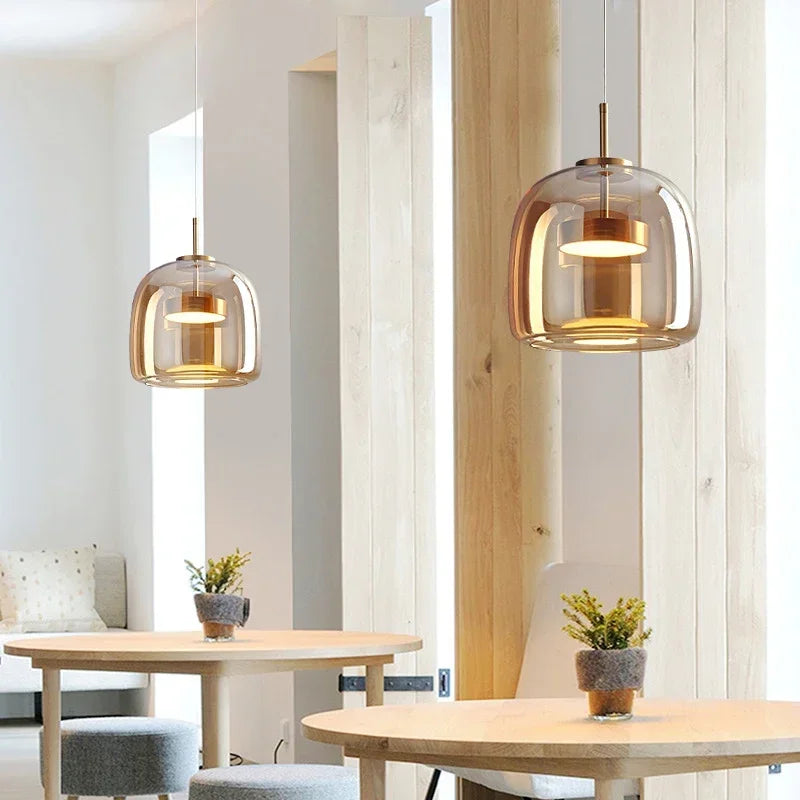 lustre led en verre moderne de luxe pour maison simple - vue 4 sur 24