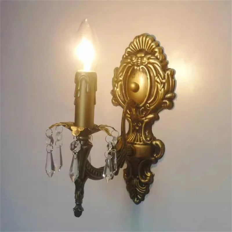 applique murale classique avec suspensions en cristal décoratifs - vue 2 sur 7