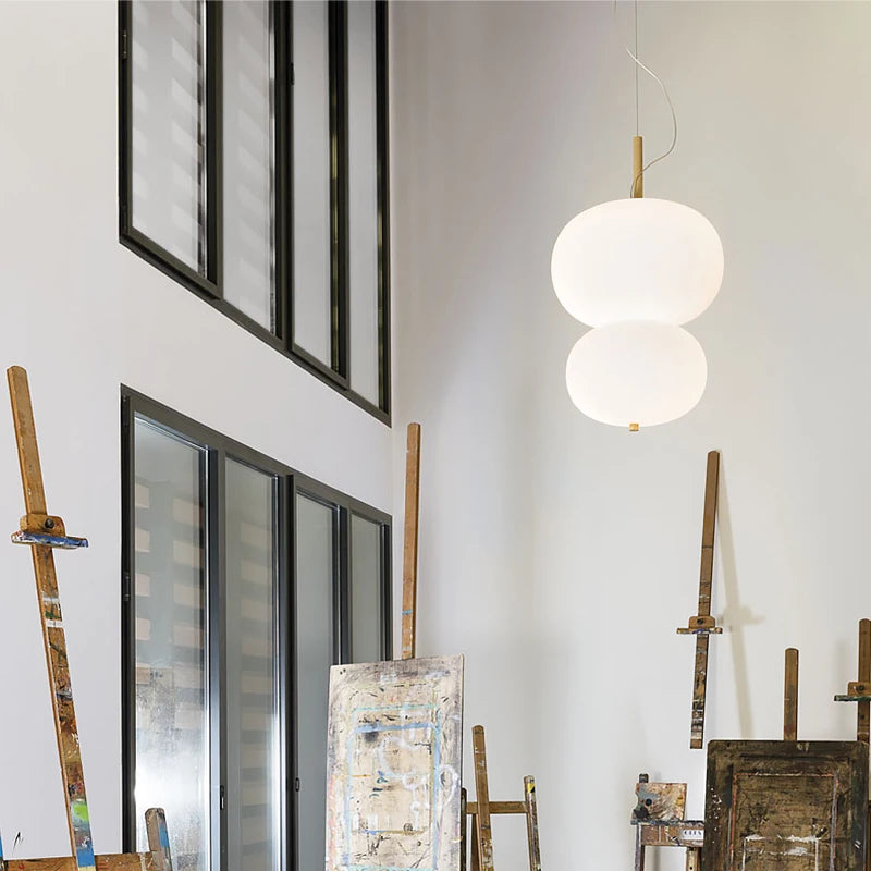 Kobuc Design nordique salon suspension avec grande boule ronde abat-jour en verre créatif bois lustre salle à manger chevet - vue 3 sur 13