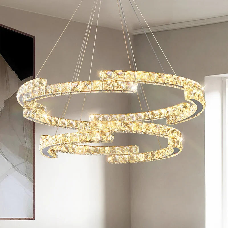 lustre moderne à led en cristal design élégant pour intérieur - vue 3 sur 13