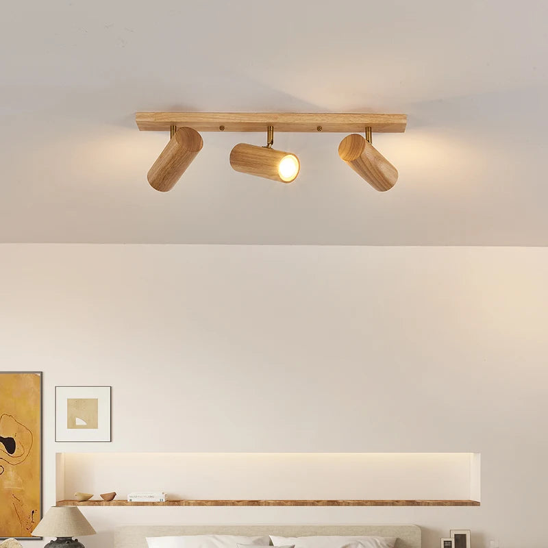 applique murale en bois style nordique led rotatif - vue 5 sur 9