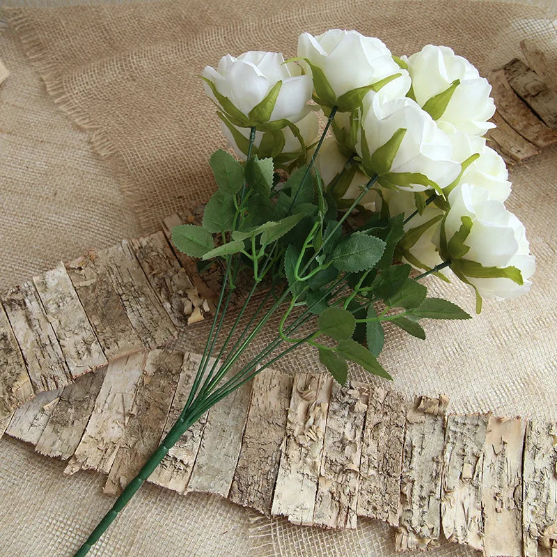 10 têtes de fleurs artificielles pour décoration mariage et festival - vue 3 sur 15