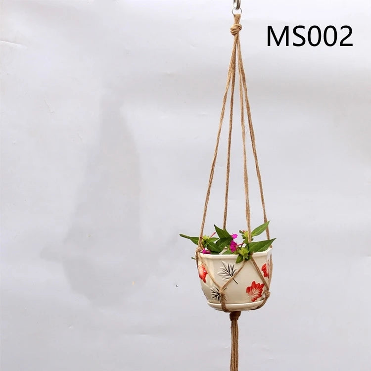 panier suspendu en corde de chanvre pour plantes décoratives - vue 12 sur 16