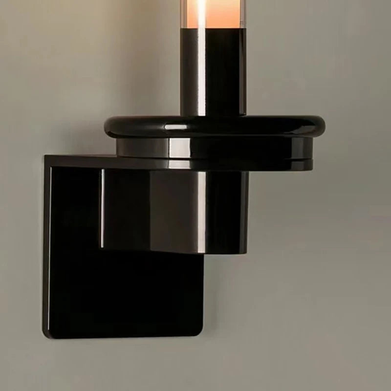 Applique murale en verre transparent et métal noir - vue 6 sur 7