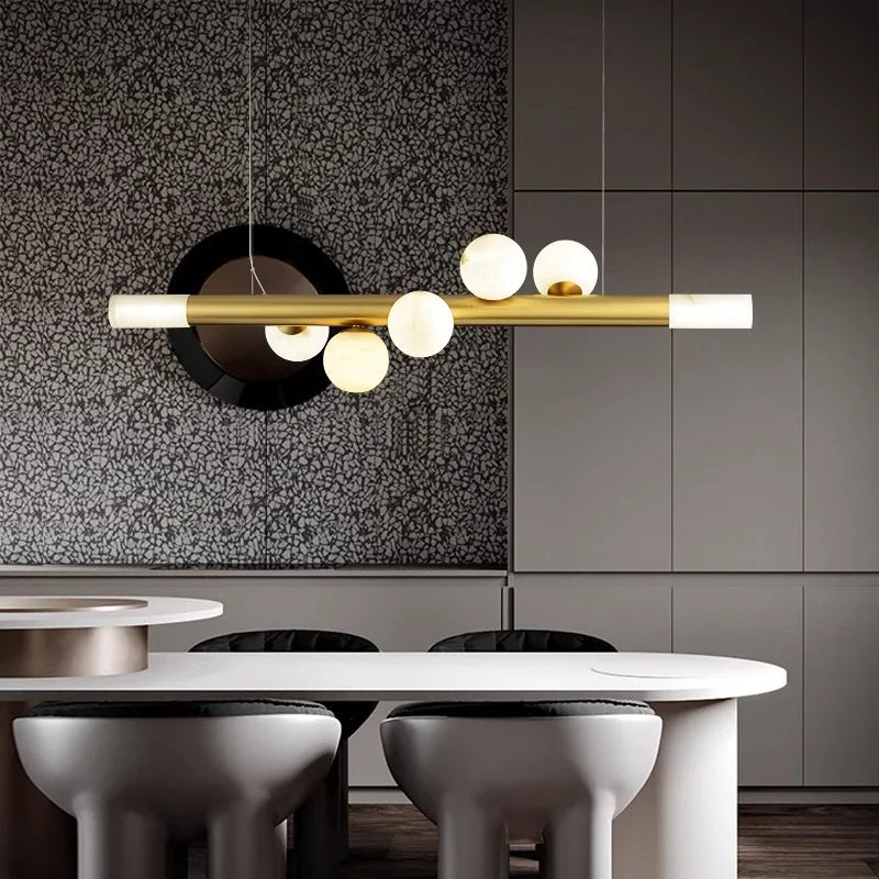 lustre luxueux en marbre véritable post-moderne pour bar - vue 3 sur 10