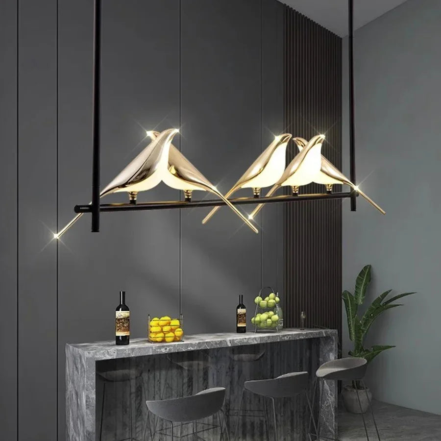 lustre led 	 art oiseau loft originalité décoration - vue 2 sur 18