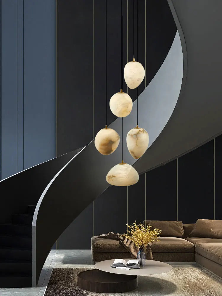 lustre suspendu led marbre géométrique intensité variable - vue 6 sur 12