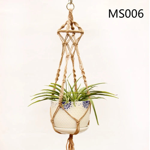 panier suspendu en corde de chanvre pour plantes décoratives - vue 15 sur 16