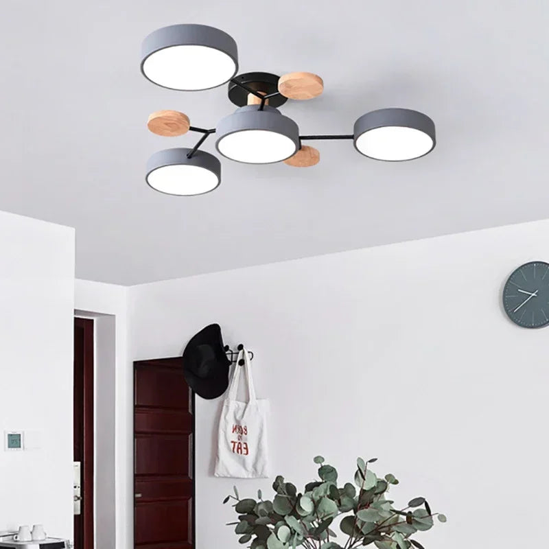 plafonnier LED en bois design nordique pour intérieur élégant - vue 3 sur 22
