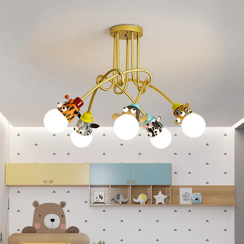 lustre animaux bande dessinée singe zèbre tigre girafe enfants - vue 2 sur 8