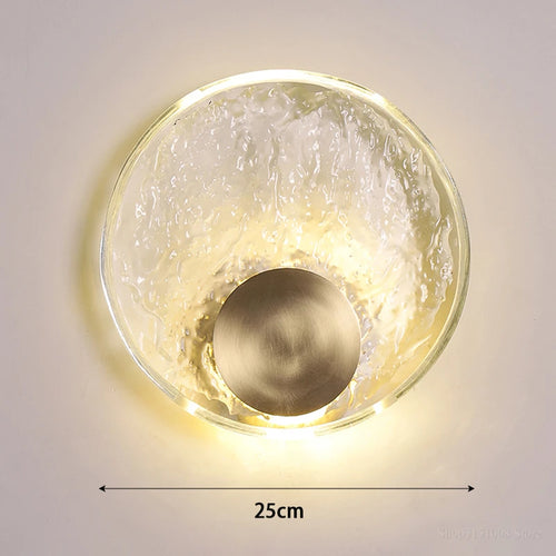 applique murale led nordique en verre transparent et cuivre - vue 9 sur 8