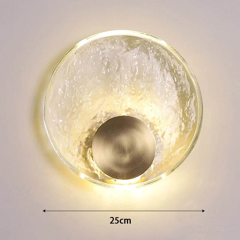 applique murale led nordique en verre transparent et cuivre - vue 8 sur 8