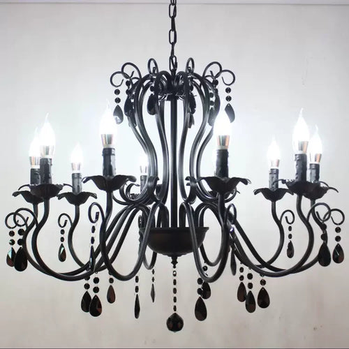 lampe à bougie en fer et cristal de luxe pour décoration intérieure - vue 12 sur 12
