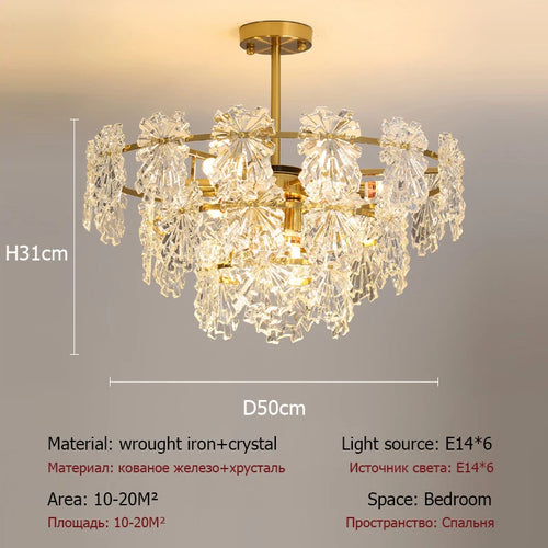 lustre moderne en cristal avec fleurs luminaire suspendu - vue 10 sur 9