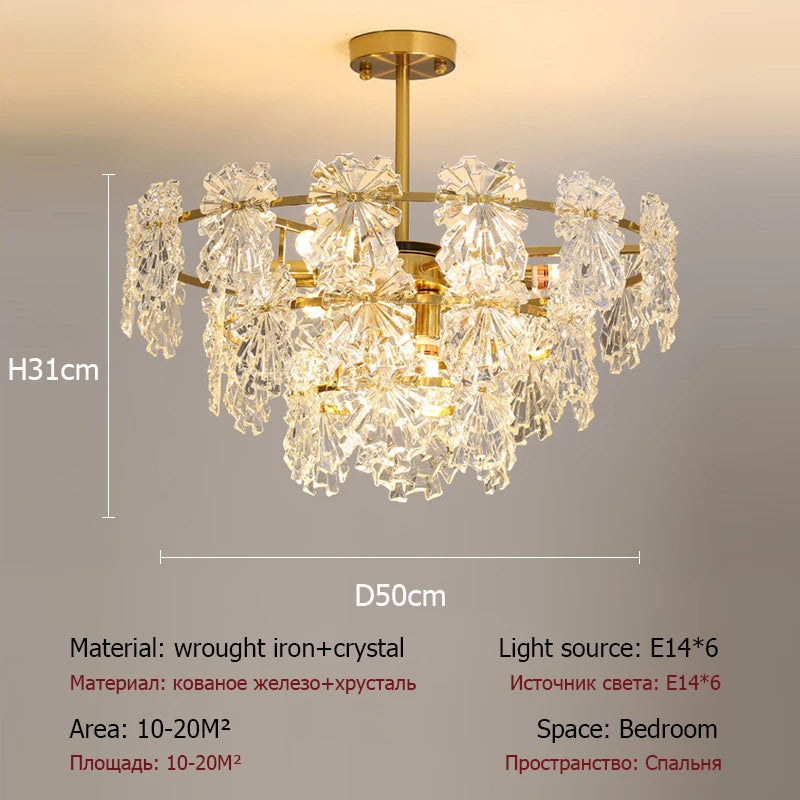 lustre moderne en cristal avec fleurs luminaire suspendu - vue 9 sur 9