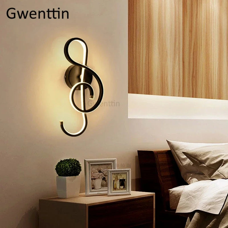 applique murale design notes de musique lumières LED pour décoration moderne - vue 2 sur 6