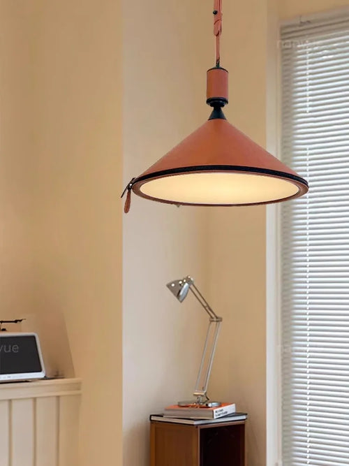 lustre led moderne avec ceinture en cuir décoration intérieure élégante - vue 4 sur 18