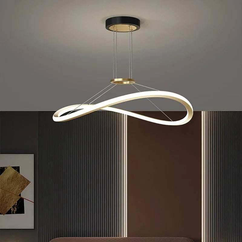 lustre moderne à led pour décoration intérieure réglable - vue 3 sur 12