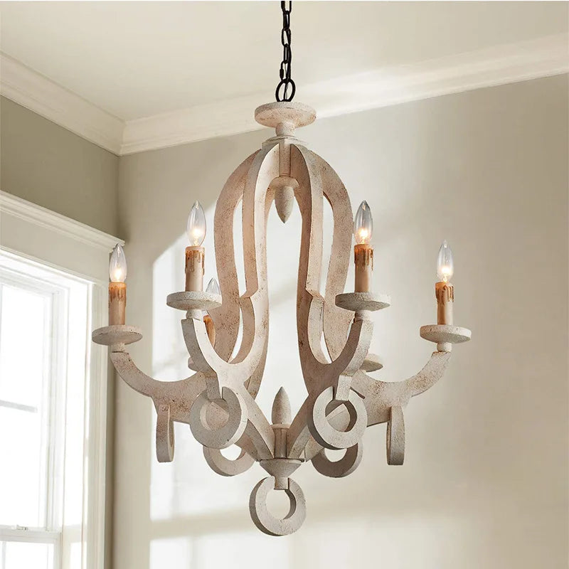 lustre vintage en bois massif style américain pour divers espaces - vue 4 sur 7