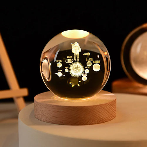 boule de cristal 3D système solaire gravé cadeau décoratif - vue 10 sur 32