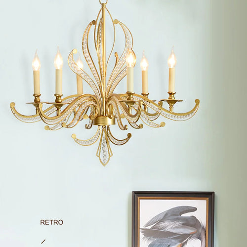 lustre de luxe or design moderne luminaire décoratif idéal bougie - vue 3 sur 13