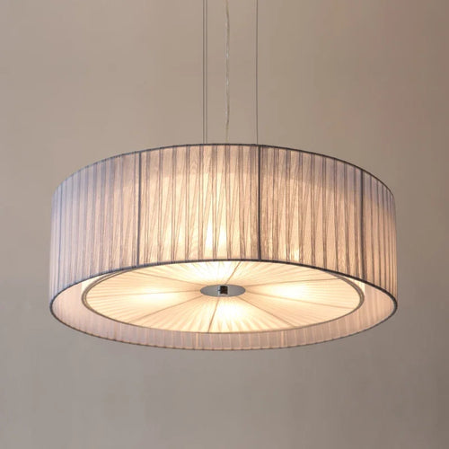 lustre nordique moderne en fer avec abat-jour tissu décoratif - vue 4 sur 6