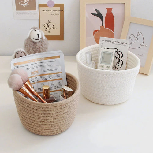 paniers de rangement en corde de coton pour jouets et objets divers - vue 2 sur 12