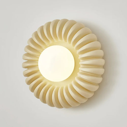 applique murale ronde rétro haut de gamme en verre blanc - vue 2 sur 8