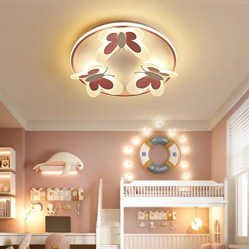 Plafonnier pour enfants papillon décoratif rose plafonnier étude chambre d'enfants Salon d'enfant lampes créatives lampe de chambre de fille d'intérieur - vue 2 sur 8