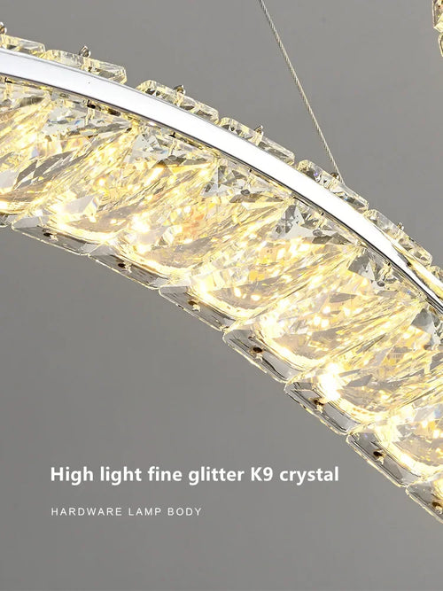 Luxury Restaurant LED Crystal Chandelier Modern High-end Design Gold/Silver Dimming Lamp Bar Kitchen Island Stair Pendant Lights - vue 5 sur 12
