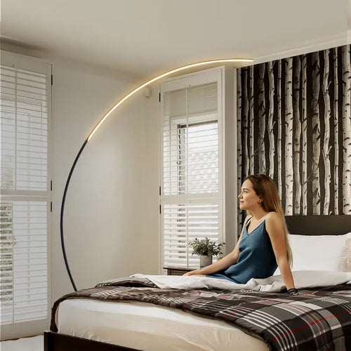 Nordique LED Coin Lumière Arc RVB Lampadaires Noir Blanc C APP À Distance Lampadaires Stand lumière pour Salle À Manger Salon Décor - vue 7 sur 8