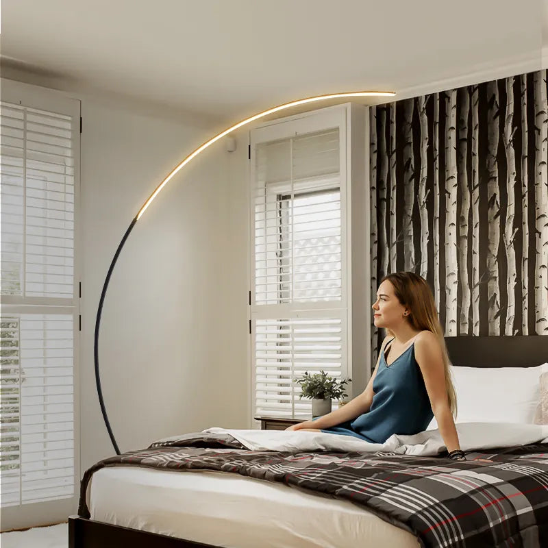 Nordique LED Coin Lumière Arc RVB Lampadaires Noir Blanc C APP À Distance Lampadaires Stand lumière pour Salle À Manger Salon Décor - vue 6 sur 8