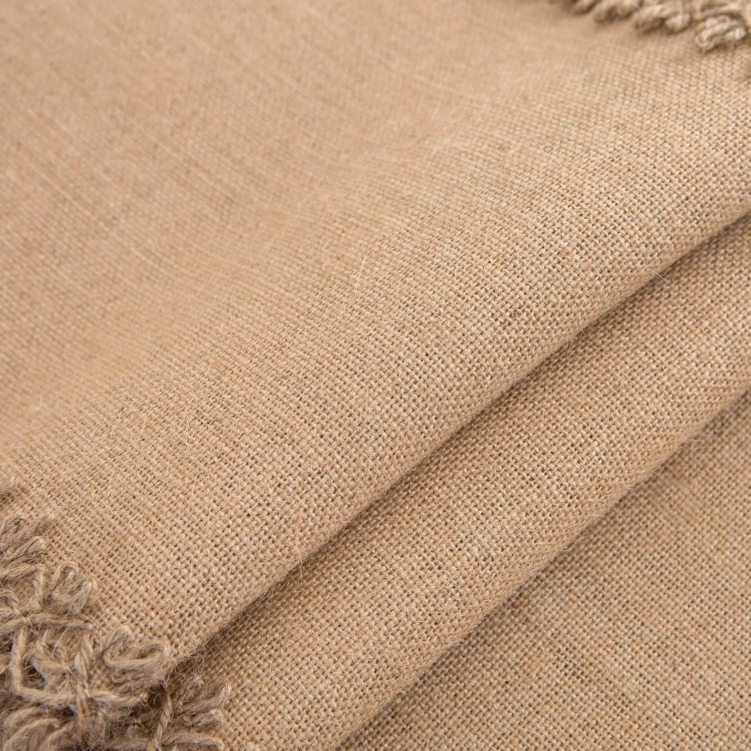 Chemin de table macrame beige rustique boheme franges - vue 6 sur 7