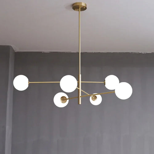 lustre nordique en cuivre avec verre créatif et haricot magique - vue 6 sur 12