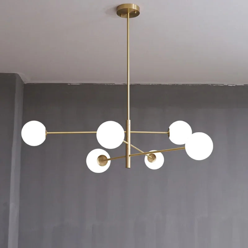 lustre nordique en cuivre avec verre créatif et haricot magique - vue 5 sur 12