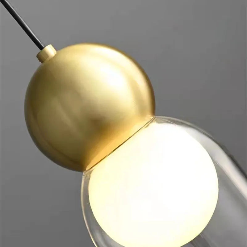 suspension moderne en verre transparent décorative et réglable - vue 5 sur 10