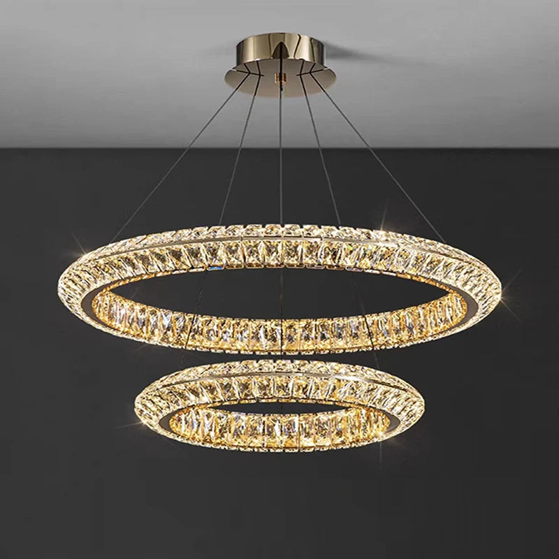 lustre en cristal doré design moderne pour intérieur élégant - vue 1 sur 11