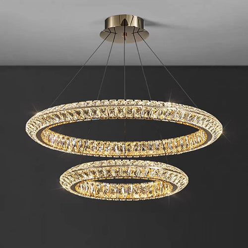lustre en cristal doré design postmoderne pour intérieur élégant - vue 2 sur 11