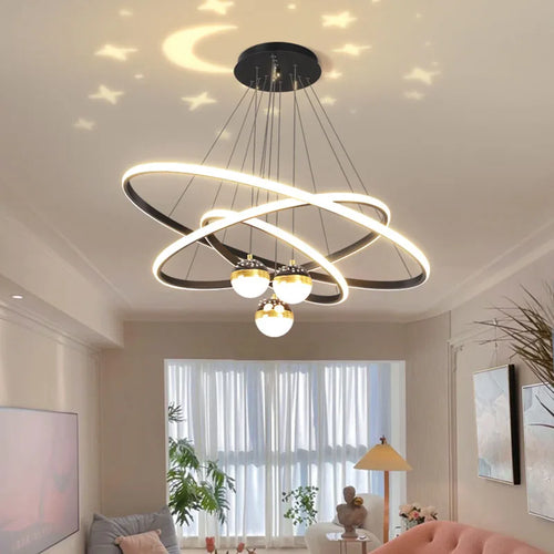 Lustre led anneaux circulaires étoile homedero - vue 6 sur 6