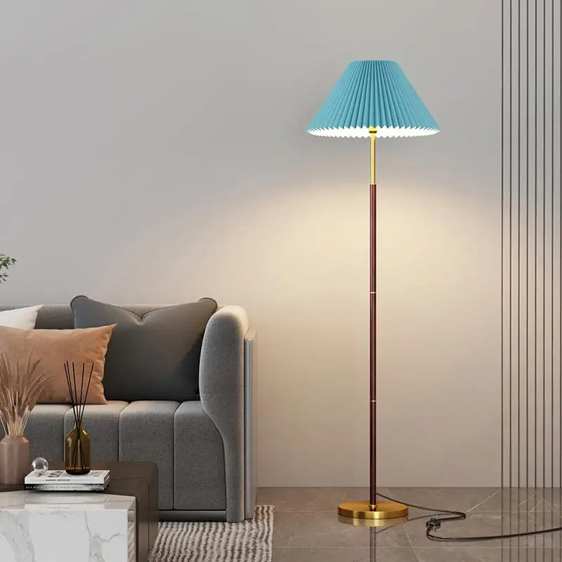 lampadaire nordique à led design abat-jour en tissu décoration intérieure - vue 4 sur 8