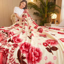 Plaid polaire motifs carreaux et floral pour canapé