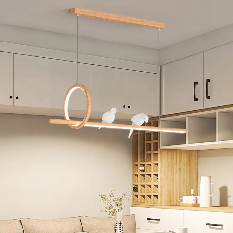suspension led en bois massif style nordique tatami - vue 3 sur 11