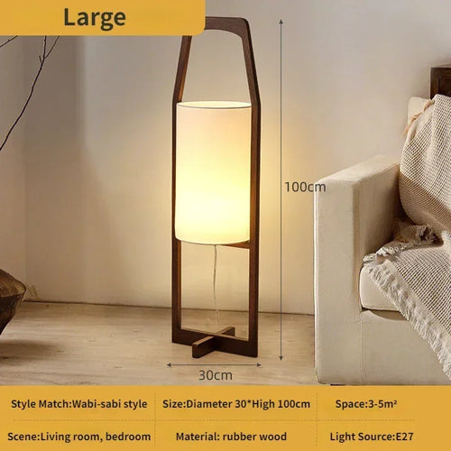 lampadaire en bois japonais wabi sabi pour décoration intérieure ambiance zen - vue 9 sur 8