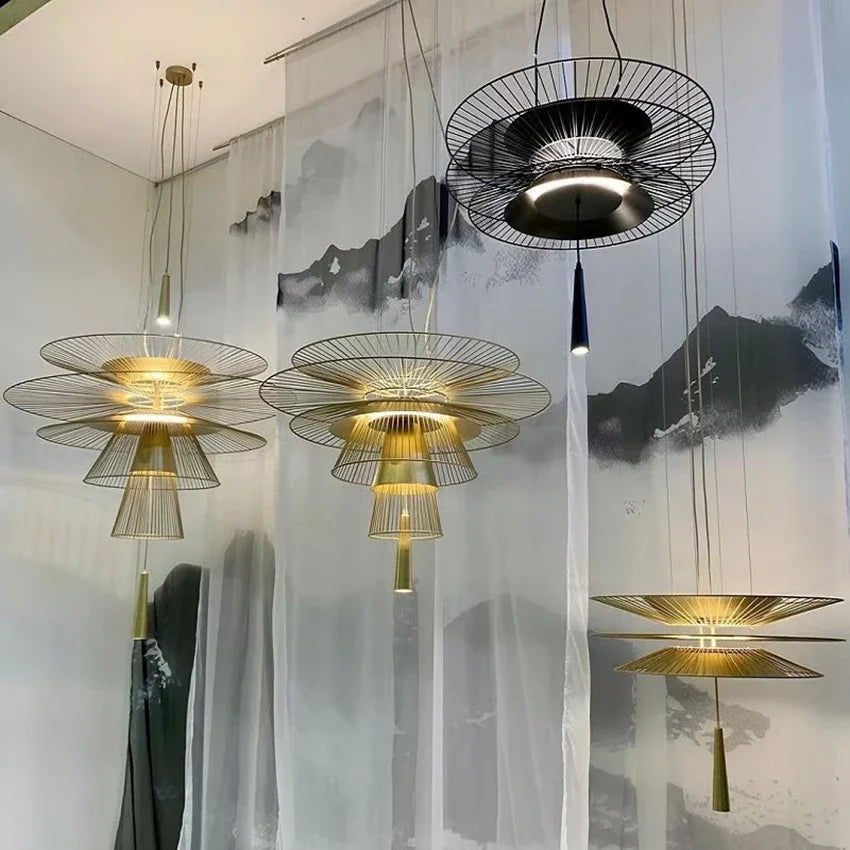 lustre de luxe sandyha led en métal lampe suspendue décorative - vue 6 sur 15