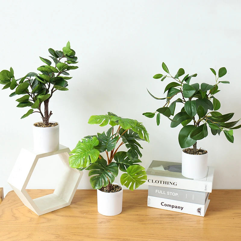 plante artificielle en pot bambou monstera pour décor bureau et maison - vue 6 sur 14