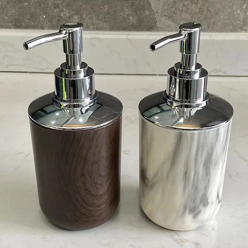 distributeur de savon liquide en plastique marbré 320 ml pour salle de bain - vue 4 sur 8