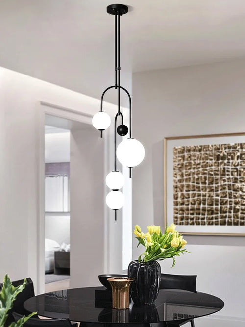 lustre led en fer et verre pour décoration intérieure - vue 2 sur 8
