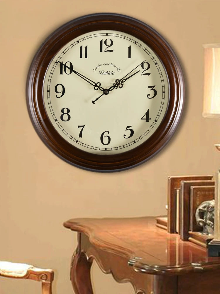 horloge murale silencieuse personnalisable en bois moderne rétro - vue 10 sur 25